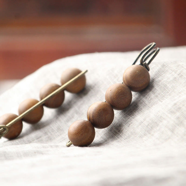 Buddha Stones Sandalo Vintage Agathis Alba Ebano Legno Peltogyne Perline Spilla Guarigione