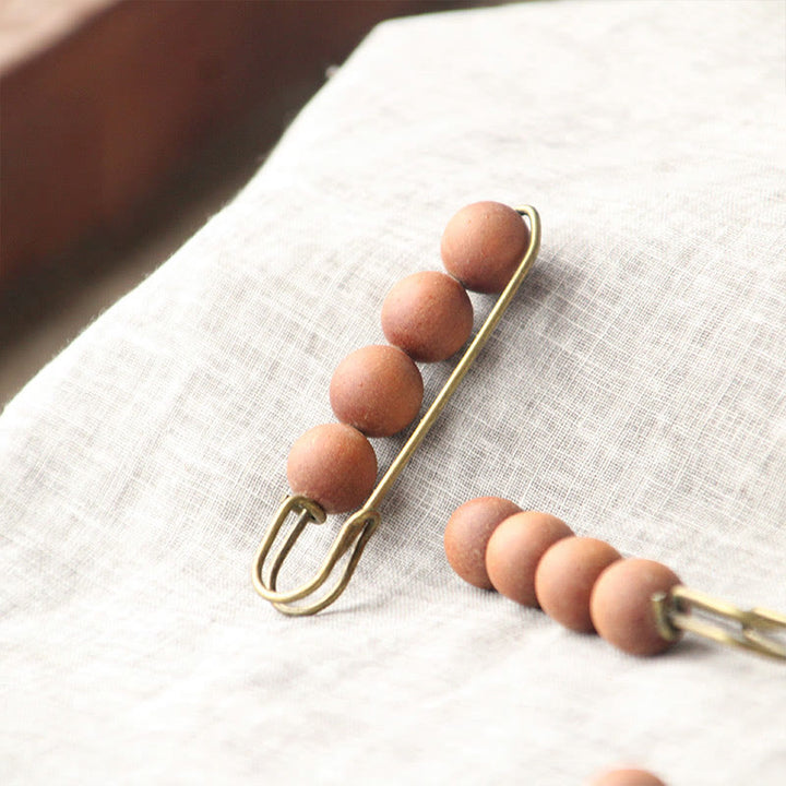 Buddha Stones Sandalo Vintage Agathis Alba Ebano Legno Peltogyne Perline Spilla Guarigione