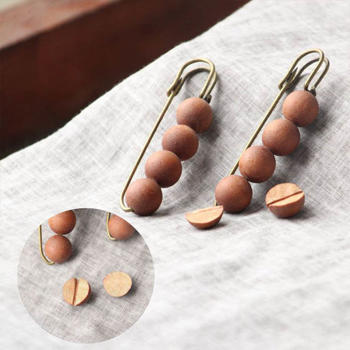 Buddha Stones Sandalo Vintage Agathis Alba Ebano Legno Peltogyne Perline Spilla Guarigione