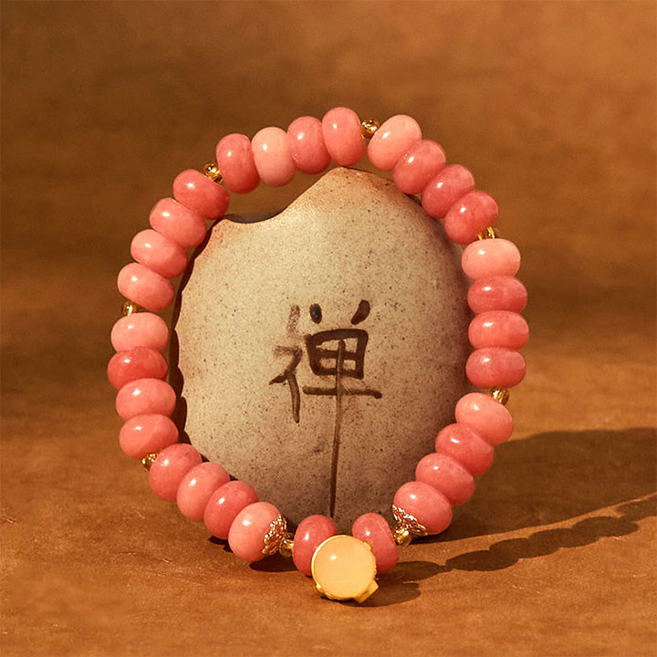 Braccialetto di guarigione con perline di gatto fortunato , Buddha Stones, quarzo fragola, giada ciano - image 5