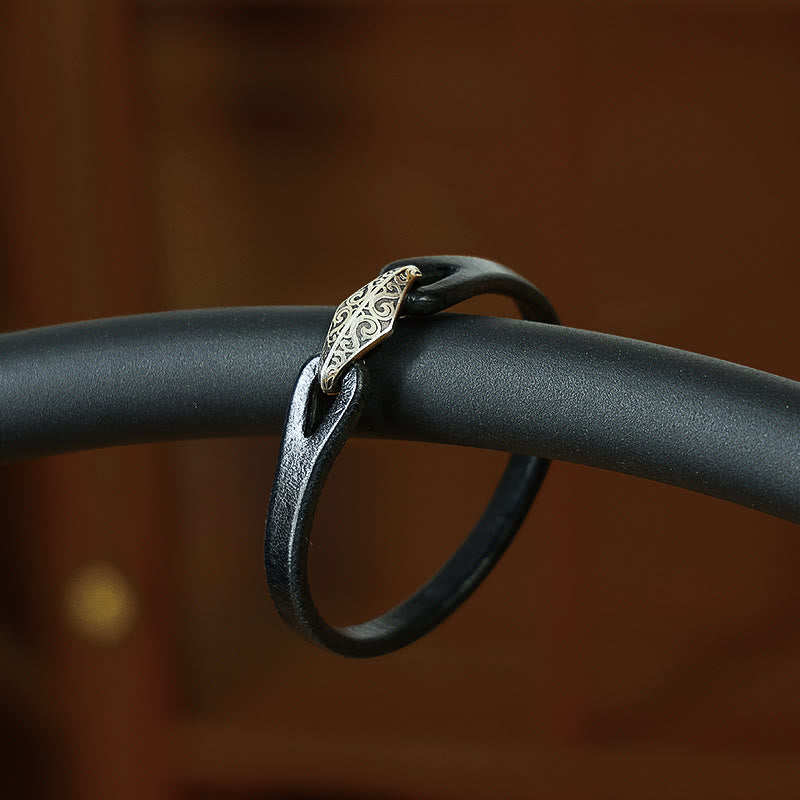 Braccialetto di protezione multigiro in pelle con Buddha Stones in argento sterling 925