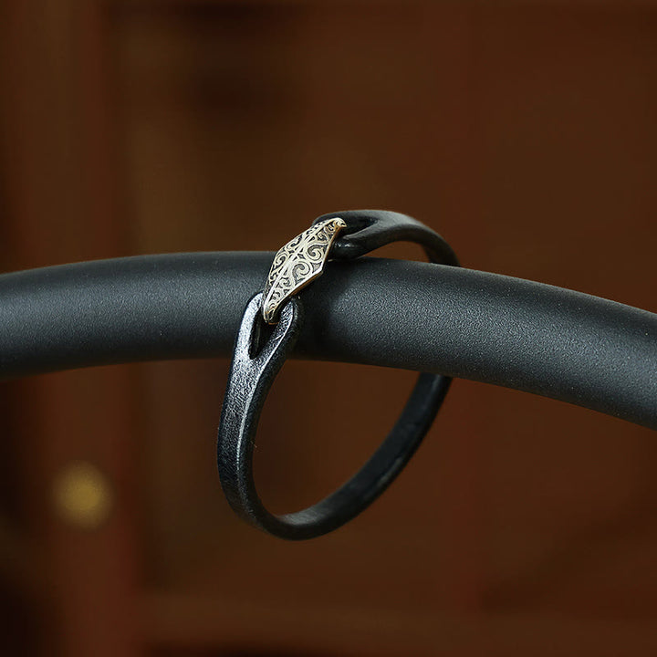 Braccialetto di protezione multigiro in pelle con Buddha Stones in argento sterling 925