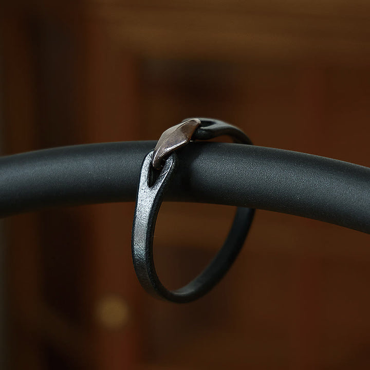 Braccialetto di protezione multigiro in pelle con Buddha Stones in argento sterling 925