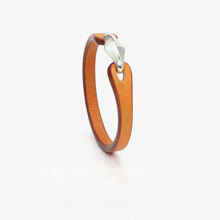 Braccialetto di protezione multigiro in pelle con Buddha Stones in argento sterling 925