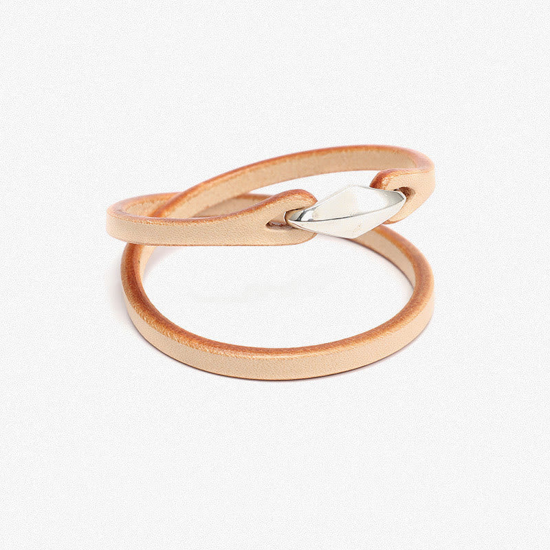 Braccialetto di protezione multigiro in pelle con Buddha Stones in argento sterling 925