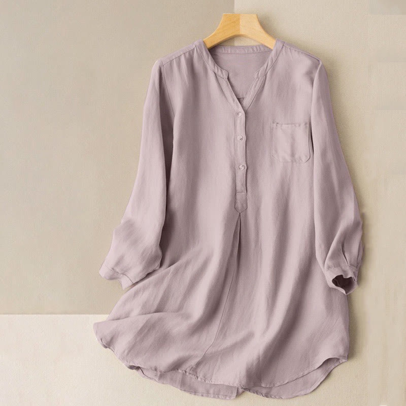 Buddha Stones casual da donna con scollo a V e maniche lunghe, tre bottoni, in poliestere, motivo Buddha Stones - Cardo - US12, UK/AU16, EU44 (4XL- 5XL) - image 0