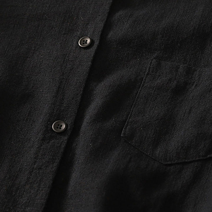 Camicia casual da donna in cotone e lino con colletto alto e maniche lunghe, modello Buddha Stones - image 15