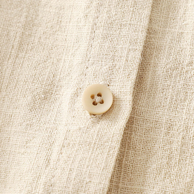 Camicia casual da donna in cotone e lino con colletto alto e maniche lunghe, modello Buddha Stones - image 9