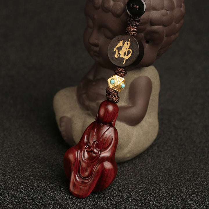 Portachiavi con protezione Buddha senza forma, piccole foglie di sandalo rosso e Buddha Stones