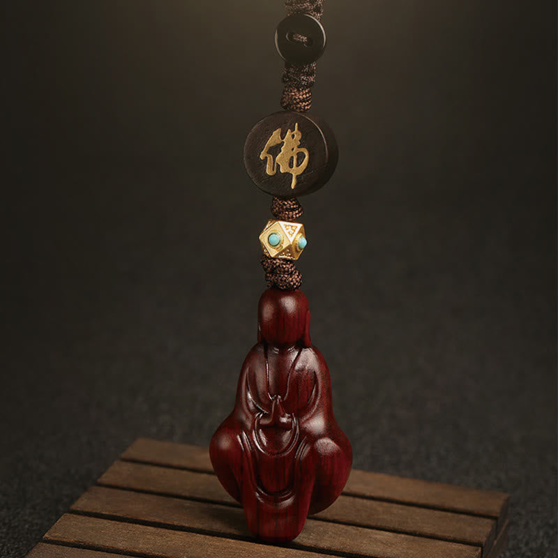 Portachiavi con protezione Buddha senza forma, piccole foglie di sandalo rosso e Buddha Stones