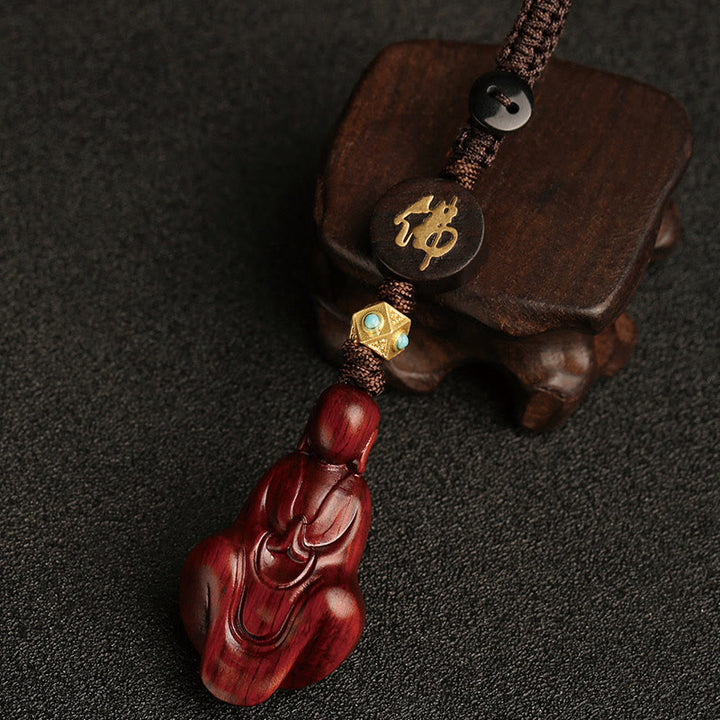 Portachiavi con protezione Buddha senza forma, piccole foglie di sandalo rosso e Buddha Stones