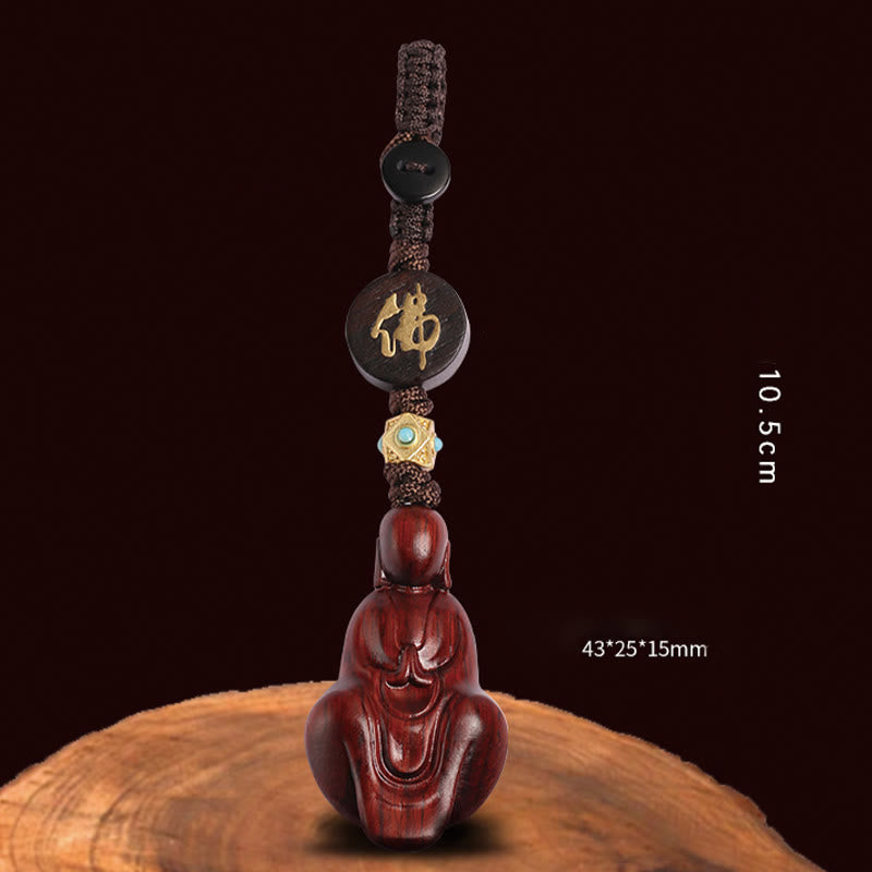 Portachiavi con protezione Buddha senza forma, piccole foglie di sandalo rosso e Buddha Stones