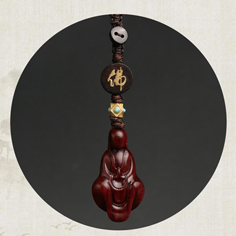 Portachiavi con protezione Buddha senza forma, piccole foglie di sandalo rosso e Buddha Stones