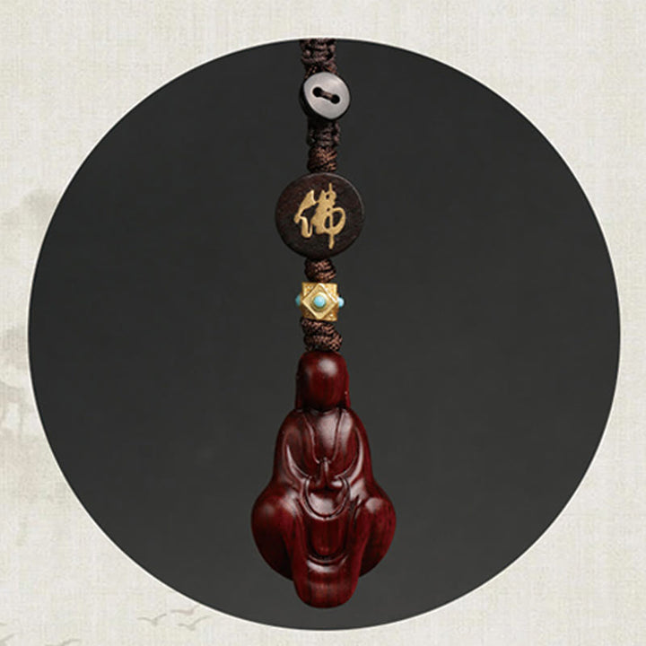Portachiavi con protezione Buddha senza forma, piccole foglie di sandalo rosso e Buddha Stones