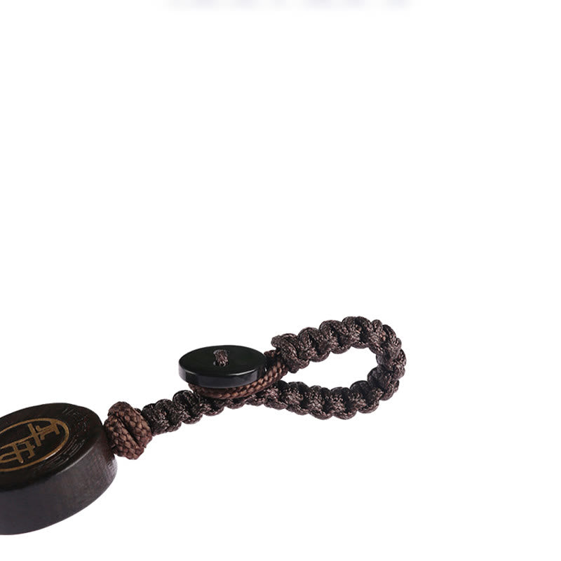 Buddha Stones Piccola foglia di sandalo rosso PiXiu Portachiavi di protezione sicuro e sano