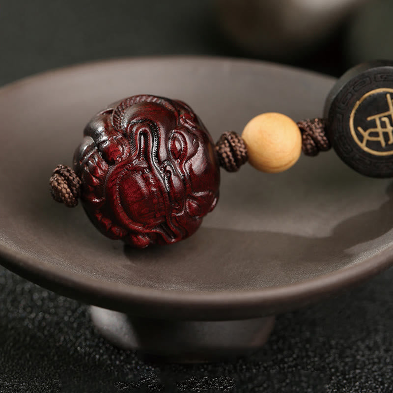 Buddha Stones Piccola foglia di sandalo rosso PiXiu Portachiavi di protezione sicuro e sano