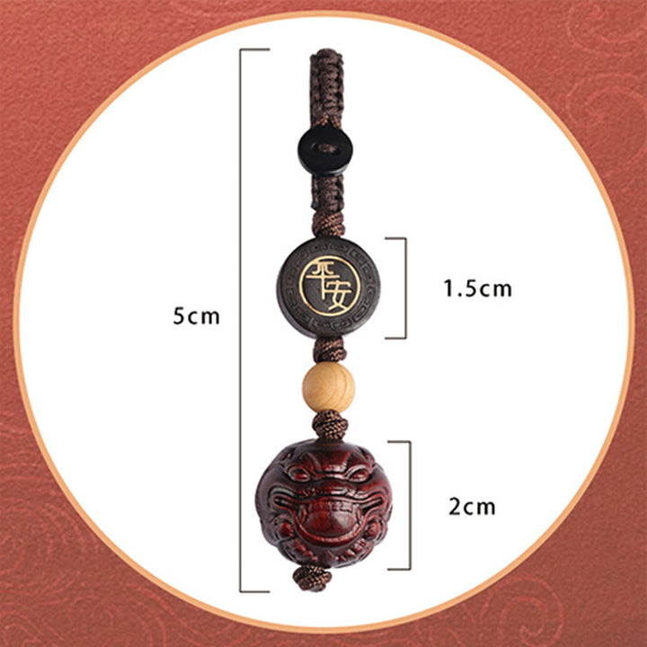 Buddha Stones Piccola foglia di sandalo rosso PiXiu Portachiavi di protezione sicuro e sano