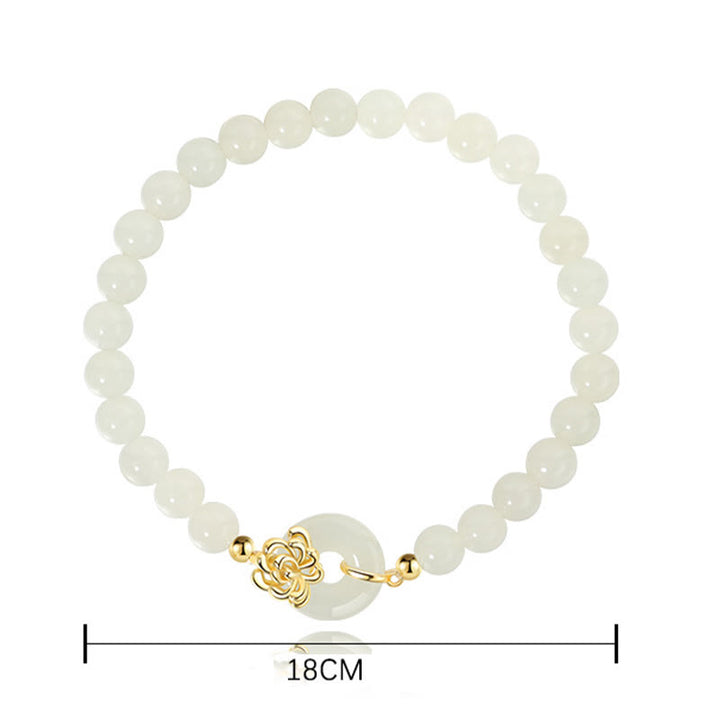 Bracciale Buddha Stones 925 Sterling Silver Natural Hetian Jade Autunno Crisantemo Fibbia Pace Prosperità