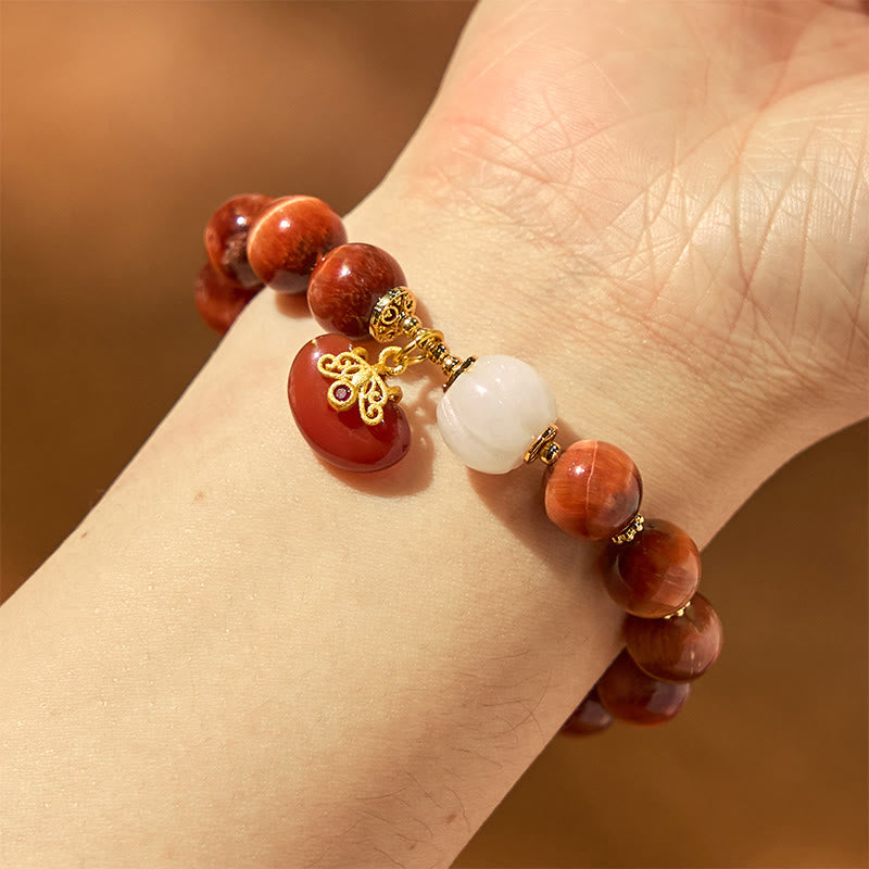 Braccialetto Buddha Stones Natural Red Tiger Eye Pumpkin Calm