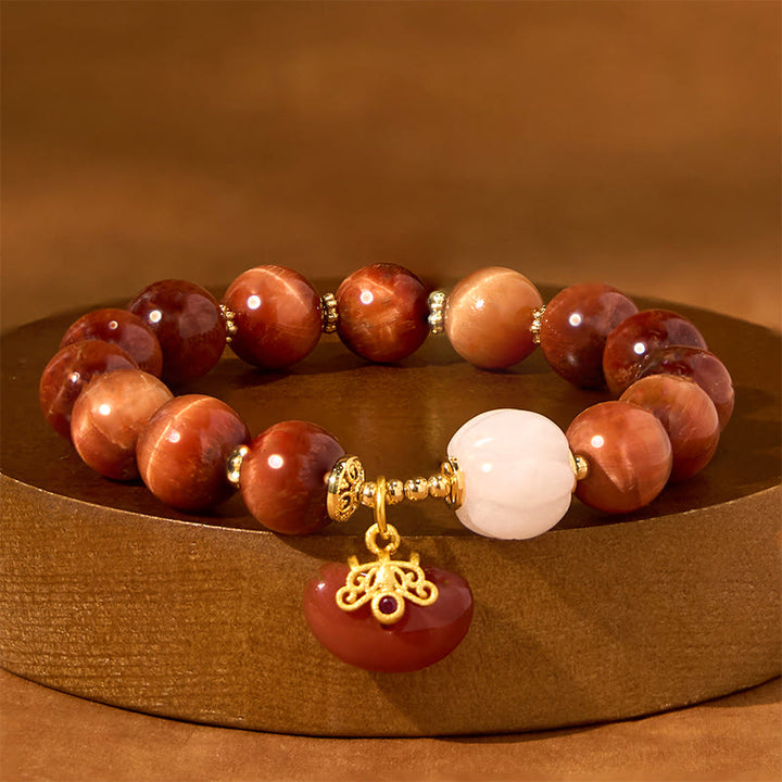 Braccialetto Buddha Stones Natural Red Tiger Eye Pumpkin Calm