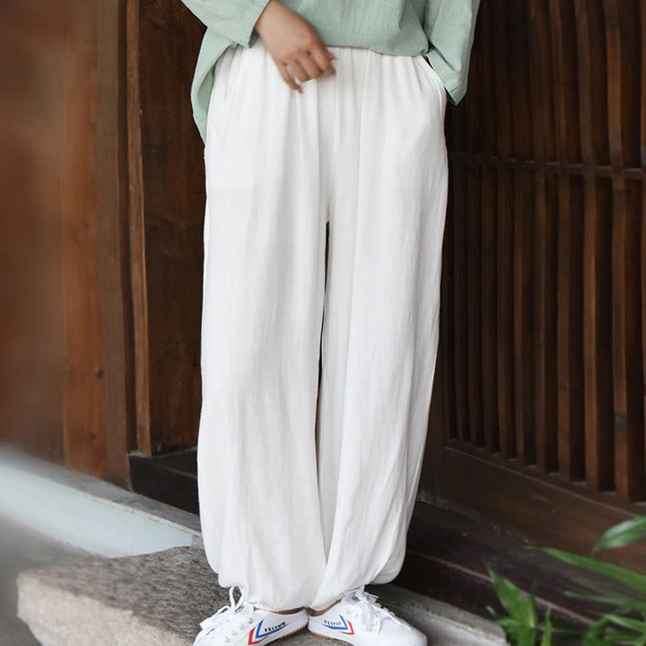 Buddha Stones Casual Plain Loose con tasche