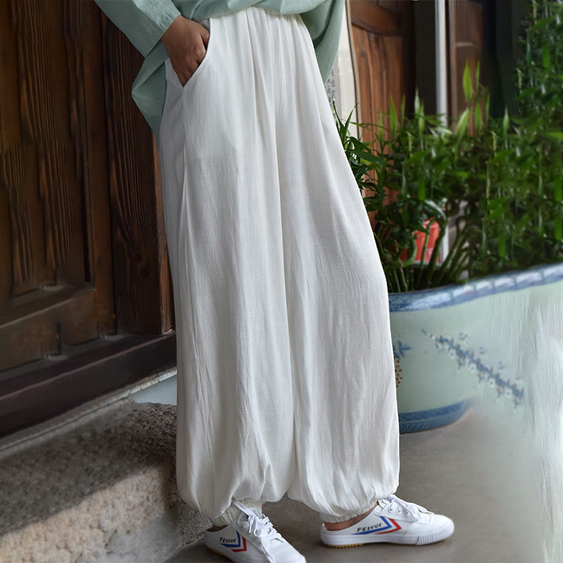 Buddha Stones Casual Plain Loose con tasche