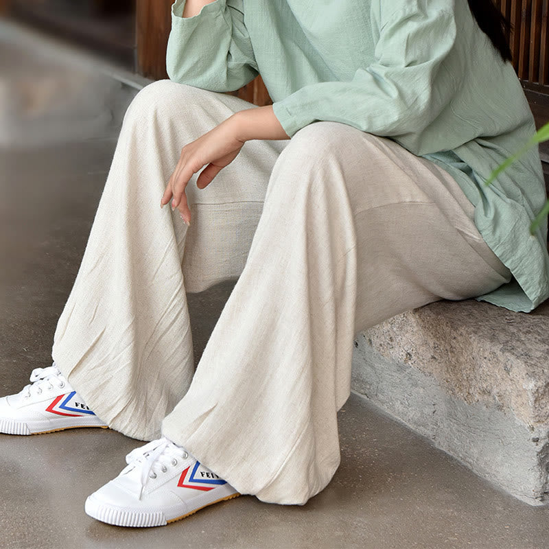 Buddha Stones Casual Plain Loose con tasche