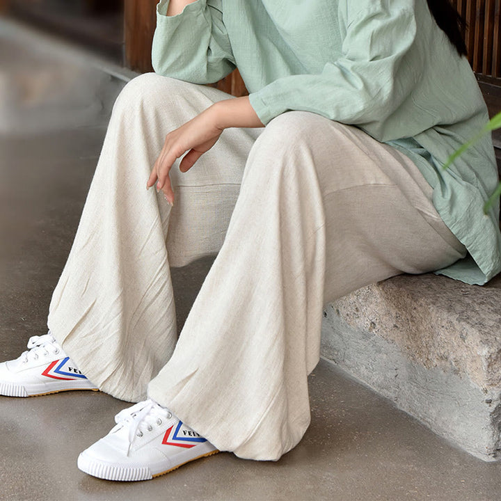 Buddha Stones Casual Plain Loose con tasche