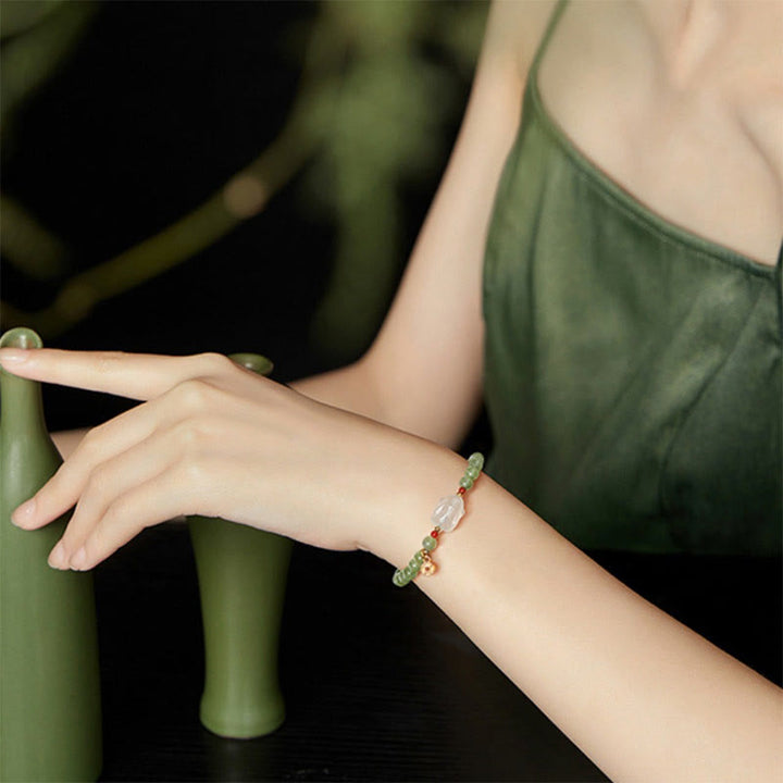 Braccialetto portafortuna con moneta di rame e coniglio in giada naturale di Hetian, agata e pietre Buddha Stones