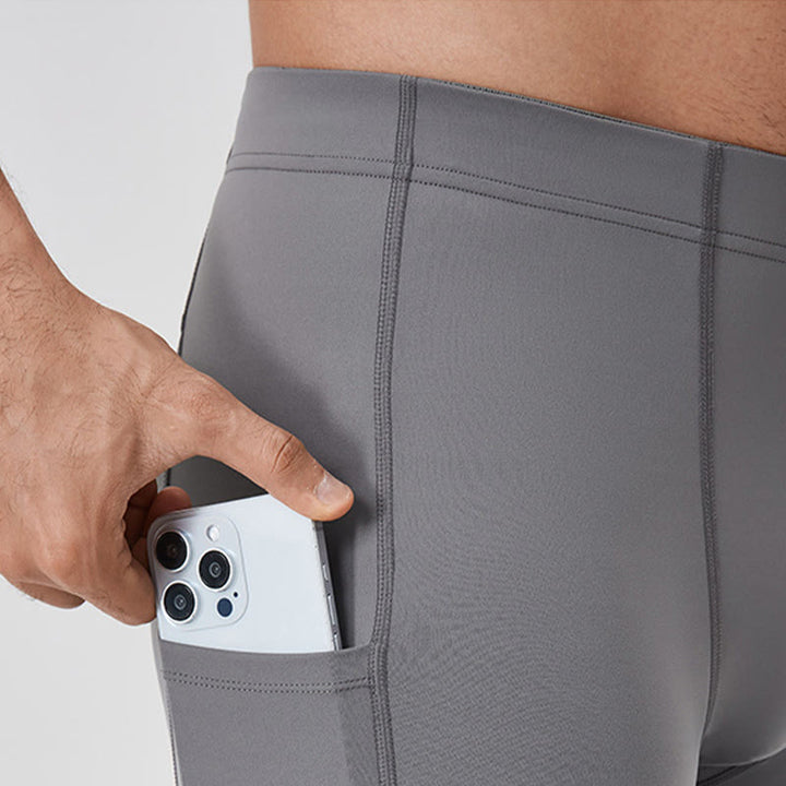 Pantaloni sportivi da uomo elastici e traspiranti con vita alta, tinta unita, Buddha Stones, con tasca posteriore con cerniera