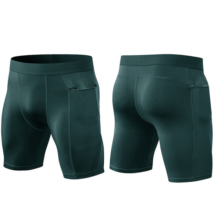 Buddha Stones Pantaloncini sportivi aderenti elasticizzati ad alta elasticità ad asciugatura rapida con tasche con cerniera da uomo