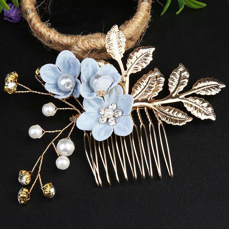 Set di pettini per capelli con forcina e fiore in foglia d'oro fatti a mano, 4 pezzi, Buddha Stones