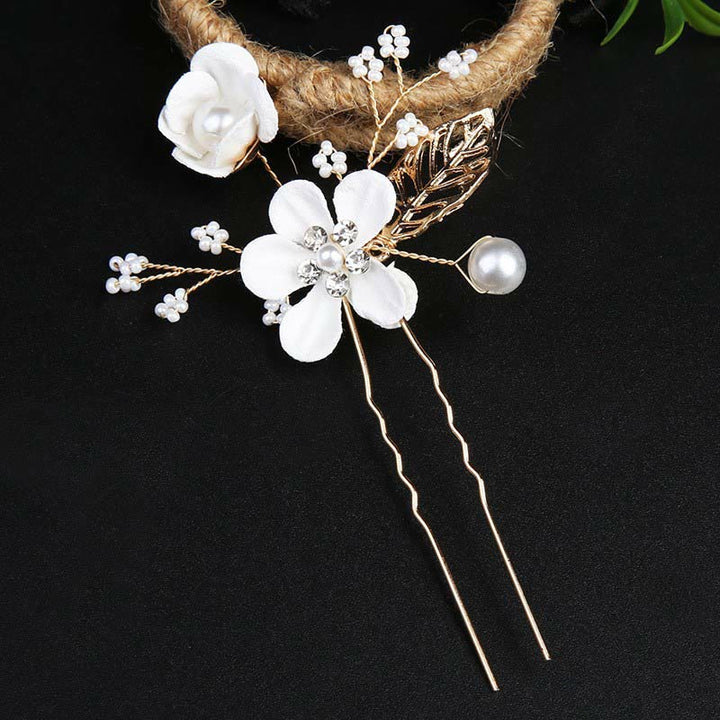 Set di pettini per capelli con forcina e fiore in foglia d'oro fatti a mano, 4 pezzi, Buddha Stones