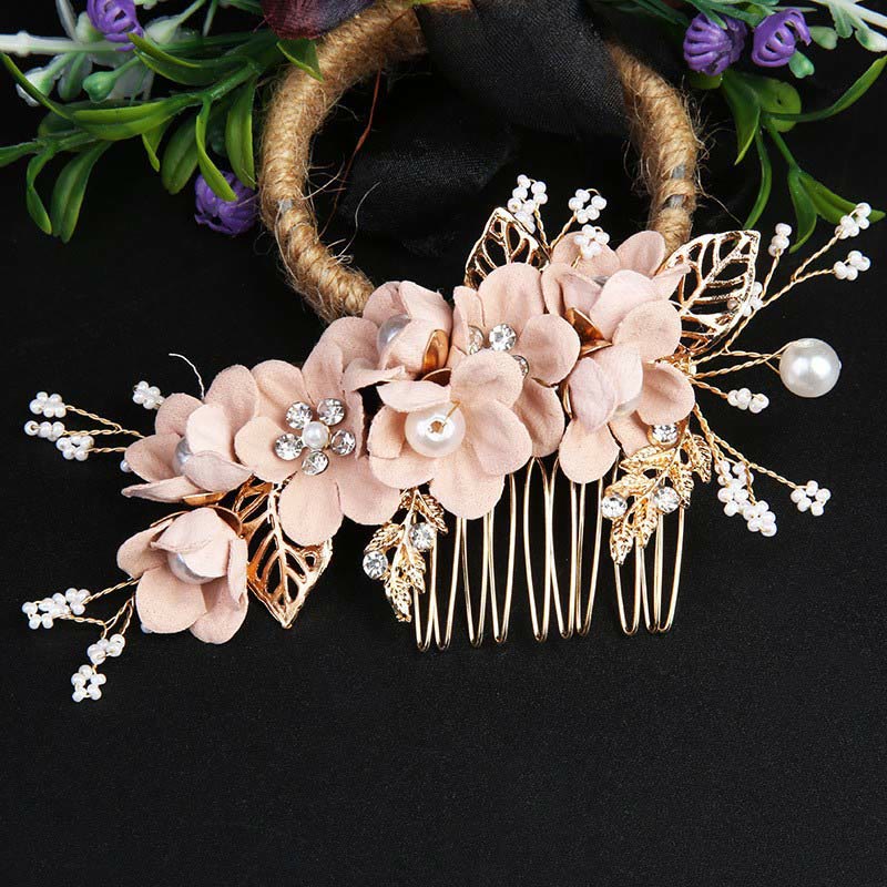 Set di pettini per capelli con forcina e fiore in foglia d'oro fatti a mano, 4 pezzi, Buddha Stones