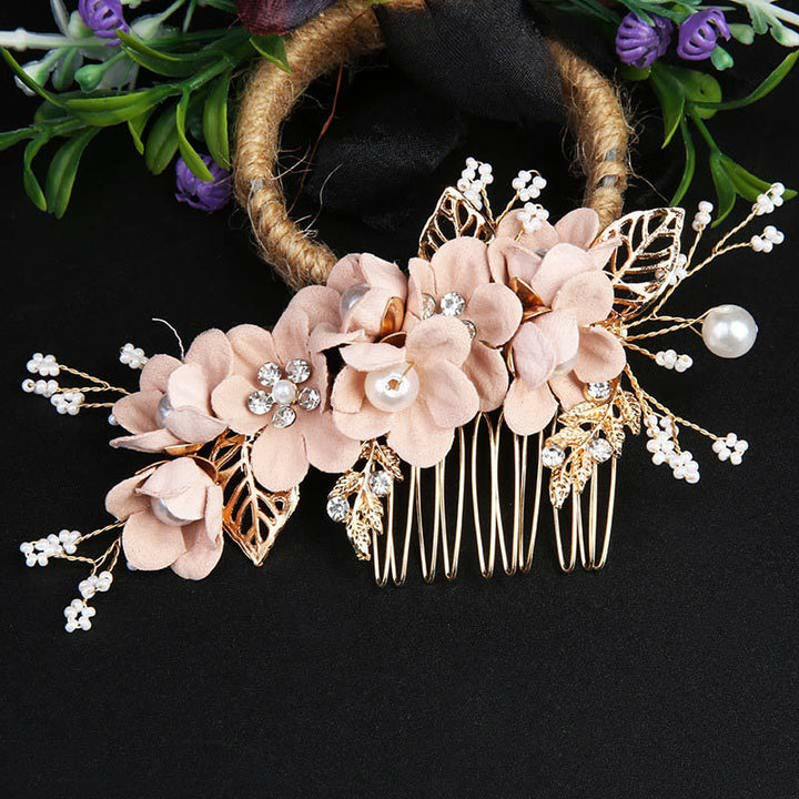 Set di pettini per capelli con forcina e fiore in foglia d'oro fatti a mano, 4 pezzi, Buddha Stones