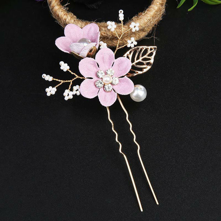 Set di pettini per capelli con forcina e fiore in foglia d'oro fatti a mano, 4 pezzi, Buddha Stones