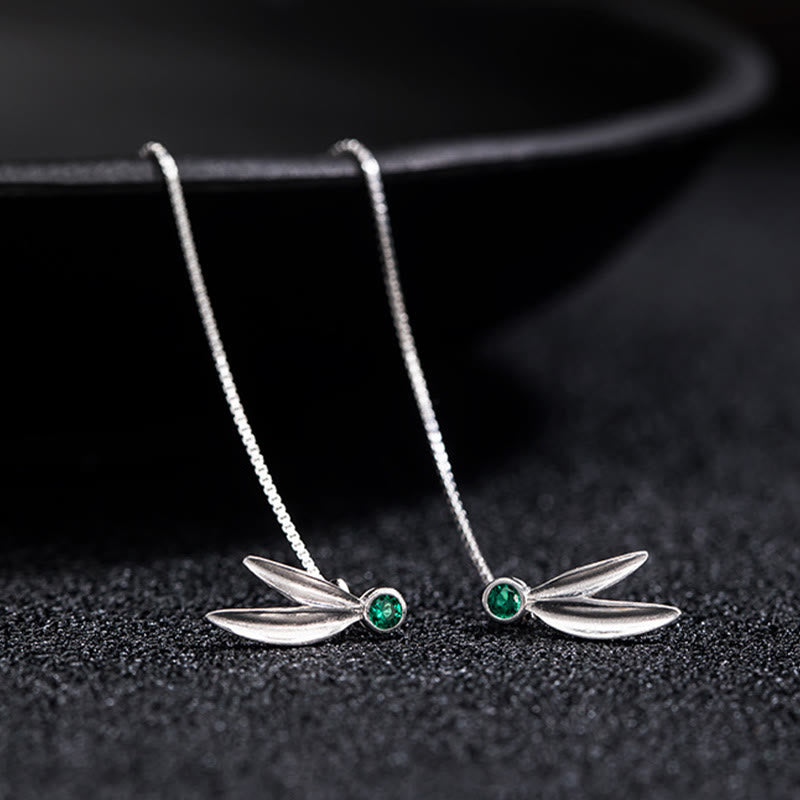 Buddha Stones pendenti con protezione in argento sterling 925, zirconi, perle e foglie di bambù - image 4