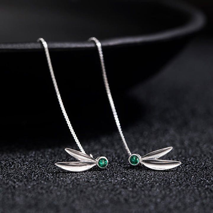 Buddha Stones pendenti con protezione in argento sterling 925, zirconi, perle e foglie di bambù - image 4