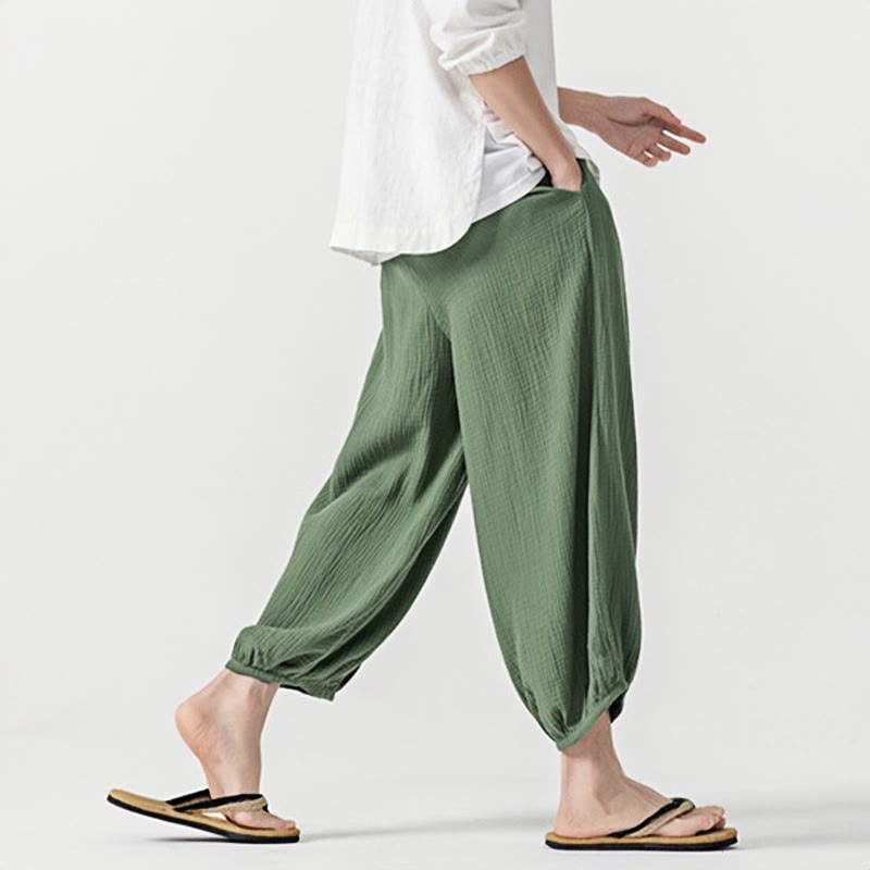 Pantaloni da uomo in cotone con coulisse, tinta unita, con tasche, motivo Buddha Stones - image 40