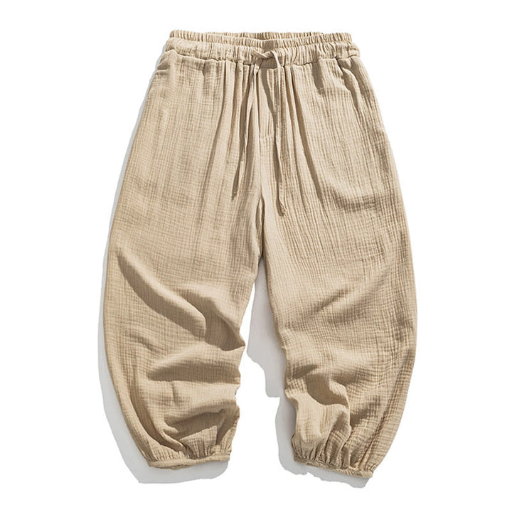 Pantaloni da uomo in cotone con coulisse, tinta unita, con tasche, motivo Buddha Stones - image 12