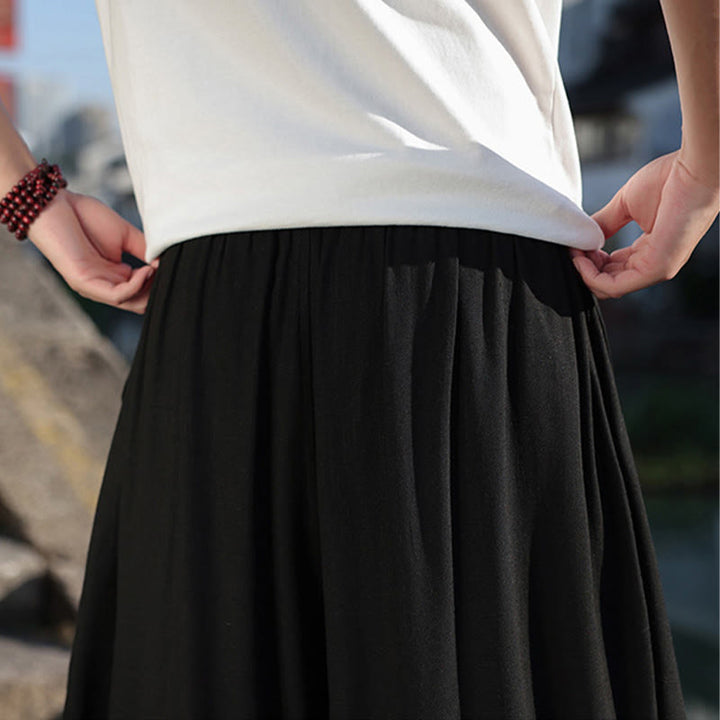 Pantaloni larghi da uomo in cotone morbido con coulisse e tasche, motivo patchwork semplice Buddha Stones