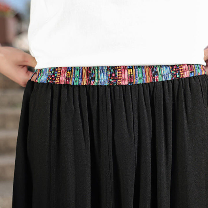 Pantaloni larghi da uomo in cotone morbido con coulisse e tasche, motivo patchwork semplice Buddha Stones