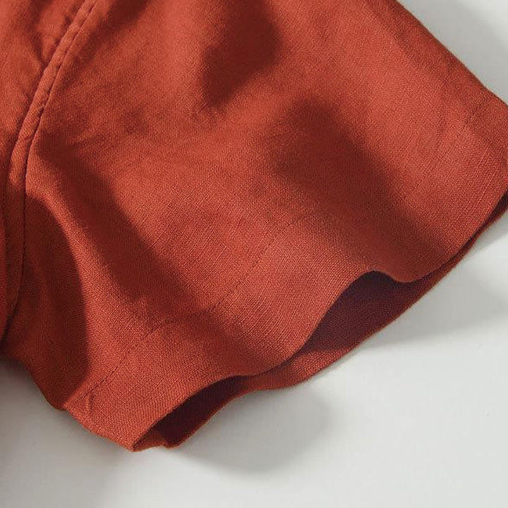 Camicia da uomo in lino a maniche corte con colletto alla coreana e bottoni a Buddha Stones Daily - image 28
