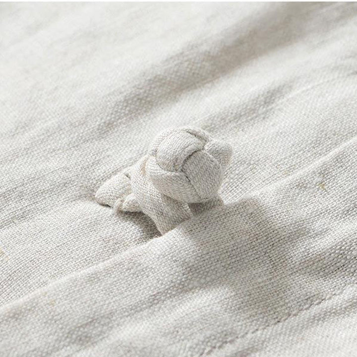 Camicia da uomo in lino a maniche corte con colletto alla coreana e bottoni a Buddha Stones Daily - image 16