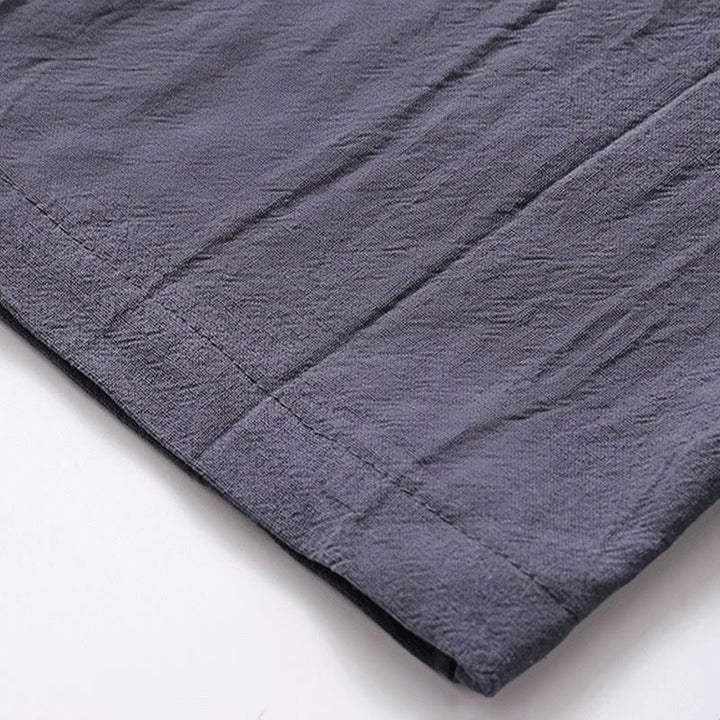 Buddha Stones 2 pezzi Design semplice Camicia cinese con bottoni a forma di rana Pantaloni larghi con coulisse e tasche Set di stoffa per meditazione da uomo - image 14