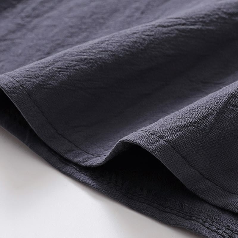 Buddha Stones 2 pezzi Design semplice Camicia cinese con bottoni a forma di rana Pantaloni larghi con coulisse e tasche Set di stoffa per meditazione da uomo - image 13