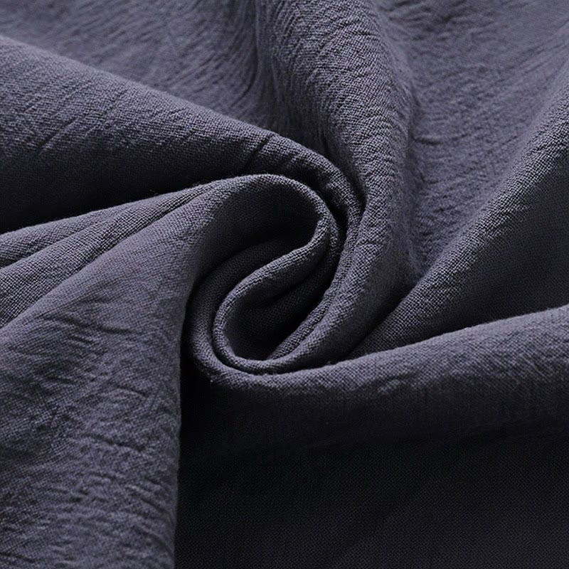 Buddha Stones 2 pezzi Design semplice Camicia cinese con bottoni a forma di rana Pantaloni larghi con coulisse e tasche Set di stoffa per meditazione da uomo - image 16