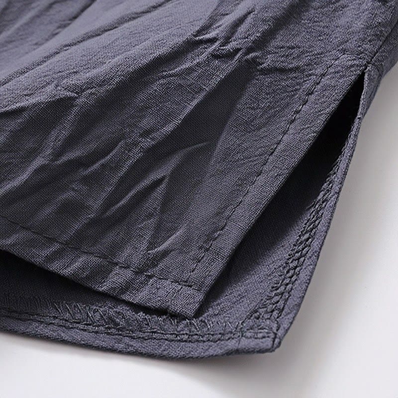 Buddha Stones 2 pezzi Design semplice Camicia cinese con bottoni a forma di rana Pantaloni larghi con coulisse e tasche Set di stoffa per meditazione da uomo - image 15