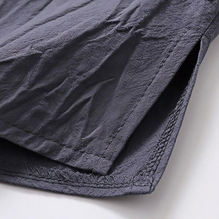 Buddha Stones 2 pezzi Design semplice Camicia cinese con bottoni a forma di rana Pantaloni larghi con coulisse e tasche Set di stoffa per meditazione da uomo - image 15