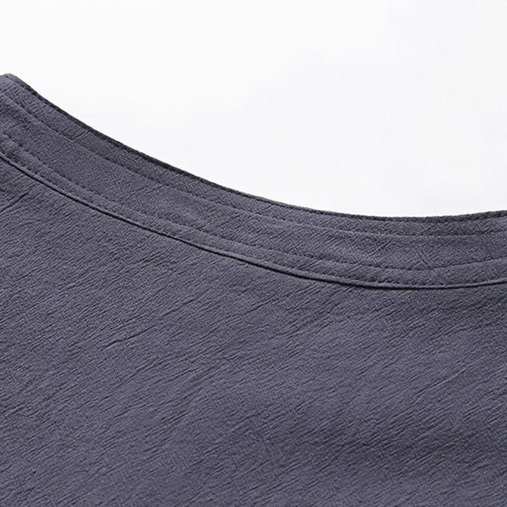 Buddha Stones 2 pezzi Design semplice Camicia cinese con bottoni a forma di rana Pantaloni larghi con coulisse e tasche Set di stoffa per meditazione da uomo - image 11